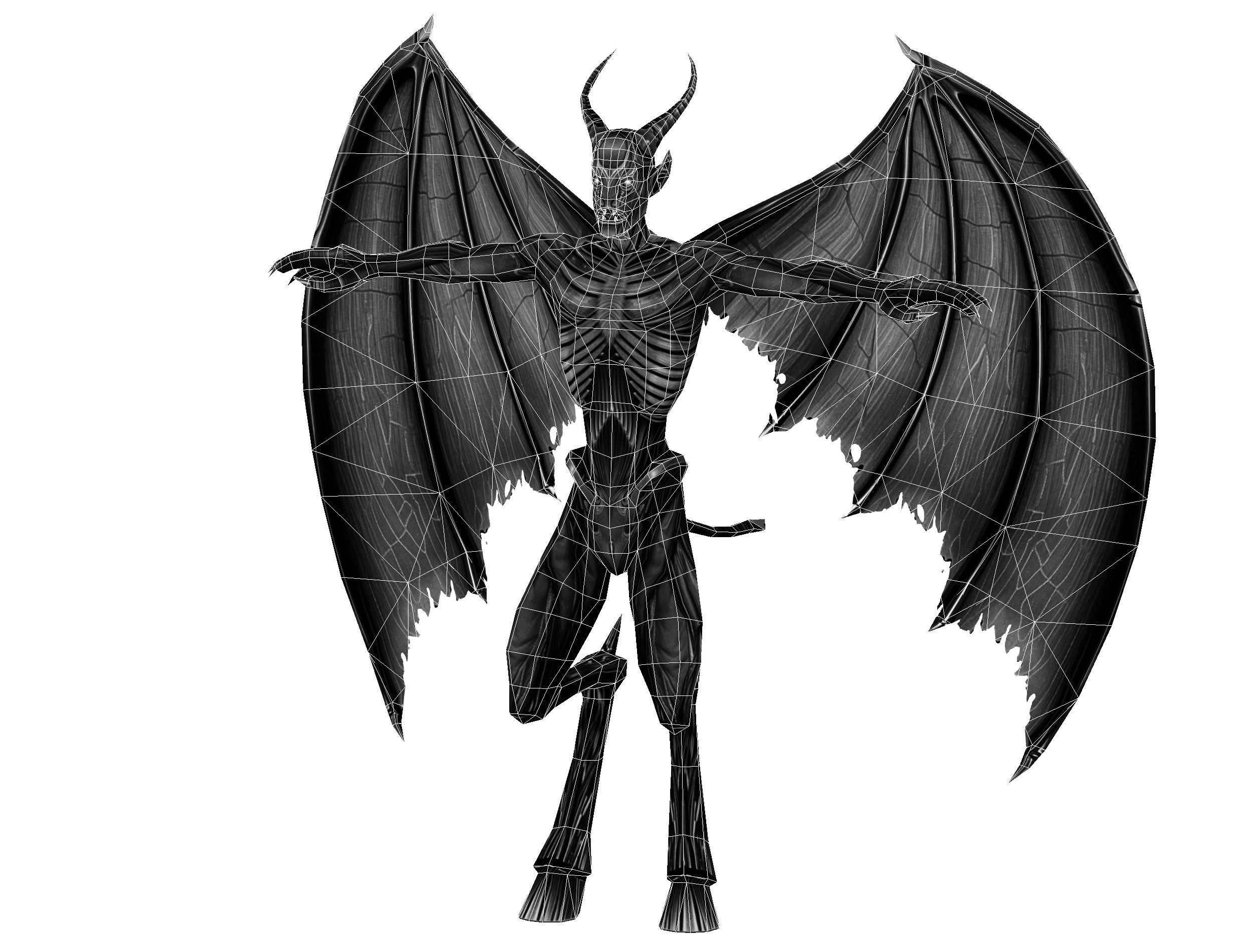 Low Poly Darck Grey Demon Vampire Monster Low-poly 3D model_37