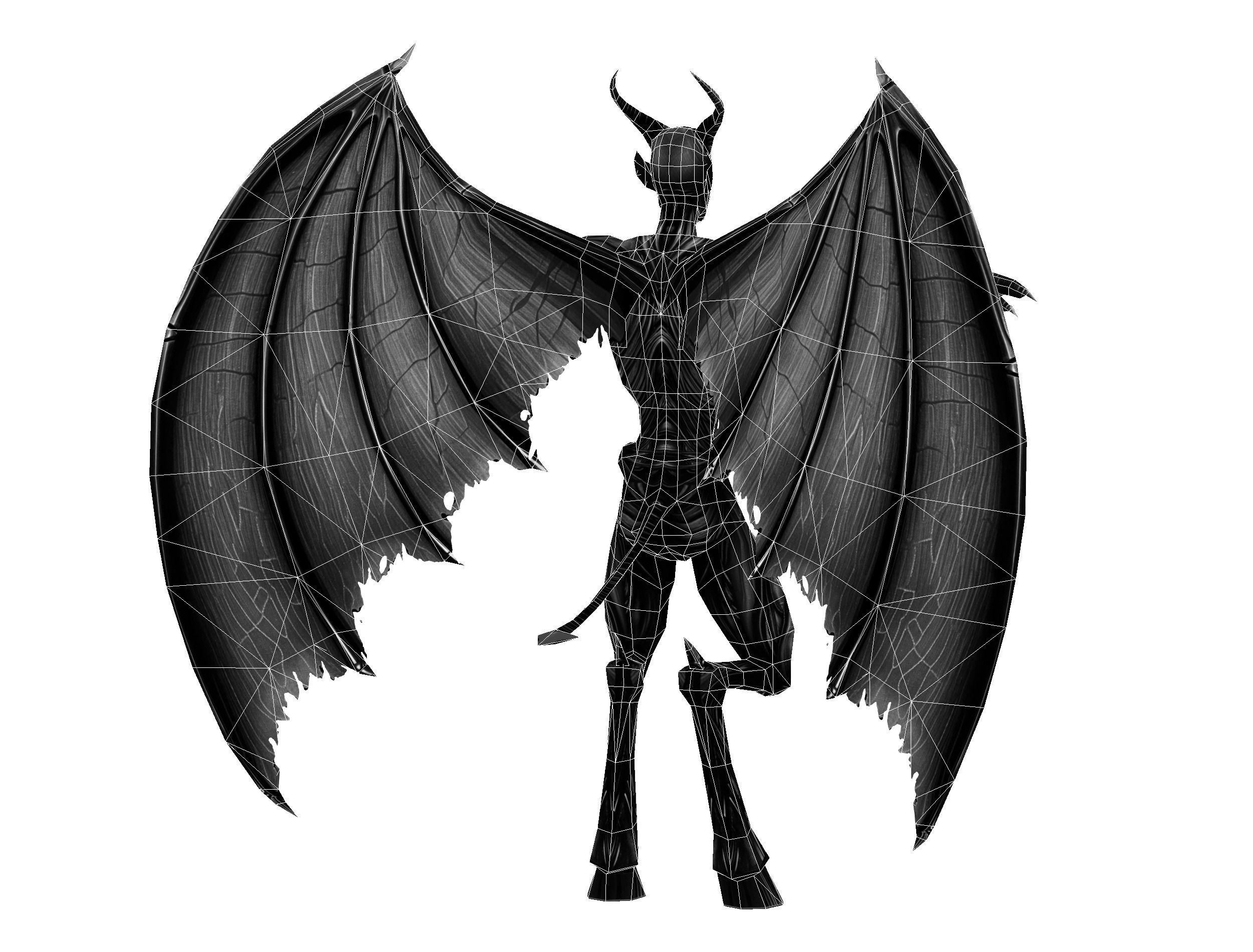 Low Poly Darck Grey Demon Vampire Monster Low-poly 3D model_41