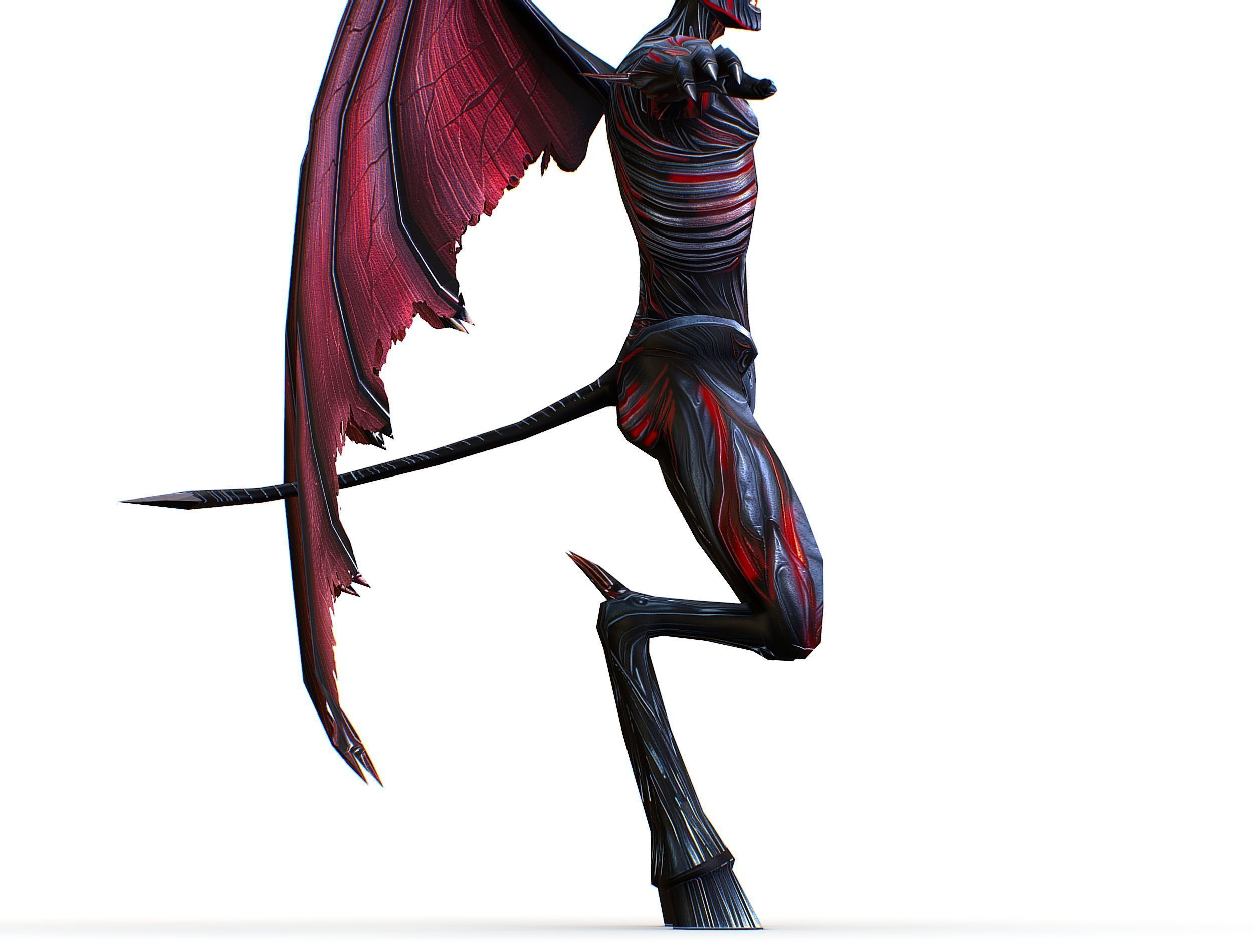 Low Poly Darck Grey Demon Vampire Monster Low-poly 3D model_25