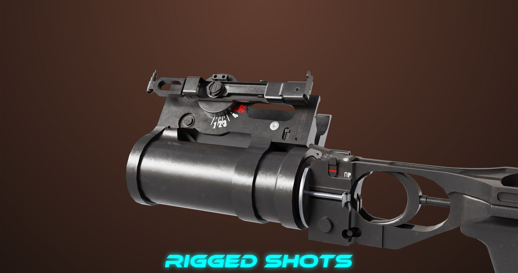 Light Machine Gun 10 Wood All PBR Unity UE Textures Low-poly 3D model_45