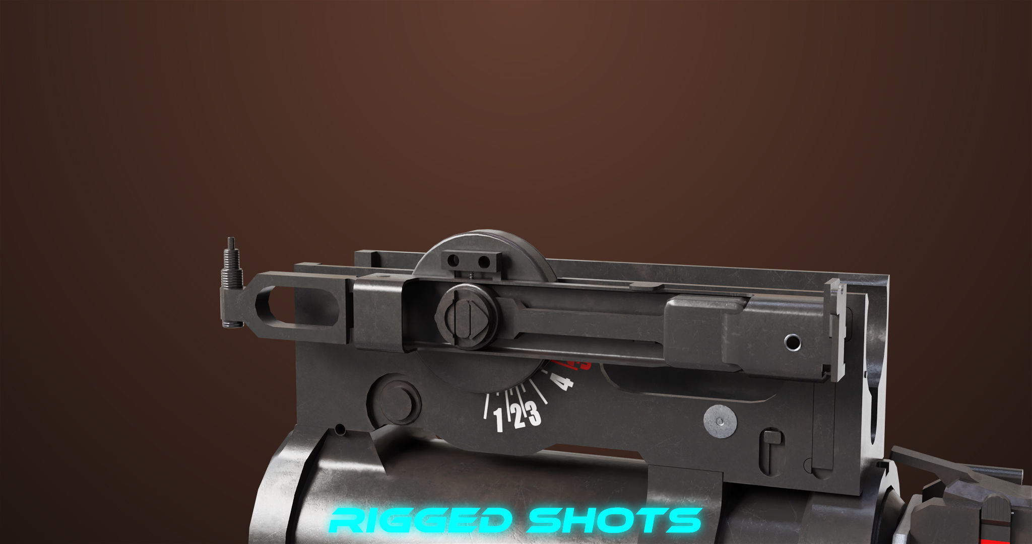 Light Machine Gun 10 Wood All PBR Unity UE Textures Low-poly 3D model_39