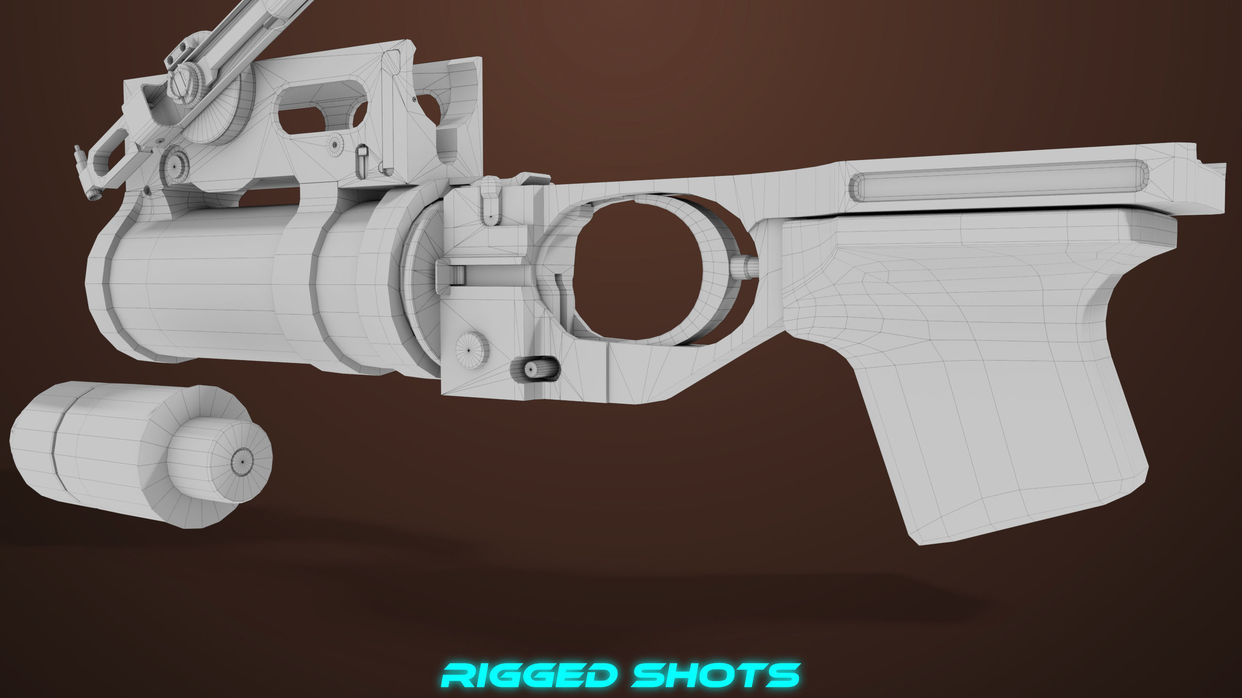 Light Machine Gun 10 Wood All PBR Unity UE Textures Low-poly 3D model_94