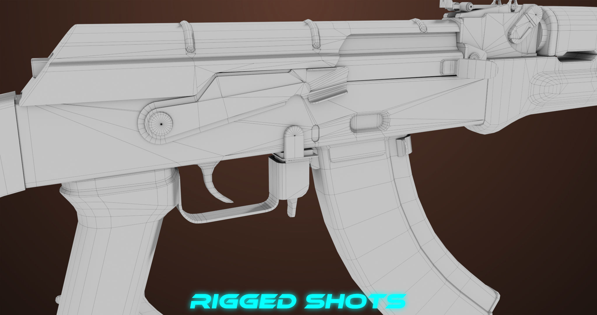 Light Machine Gun 10 Wood All PBR Unity UE Textures Low-poly 3D model_61