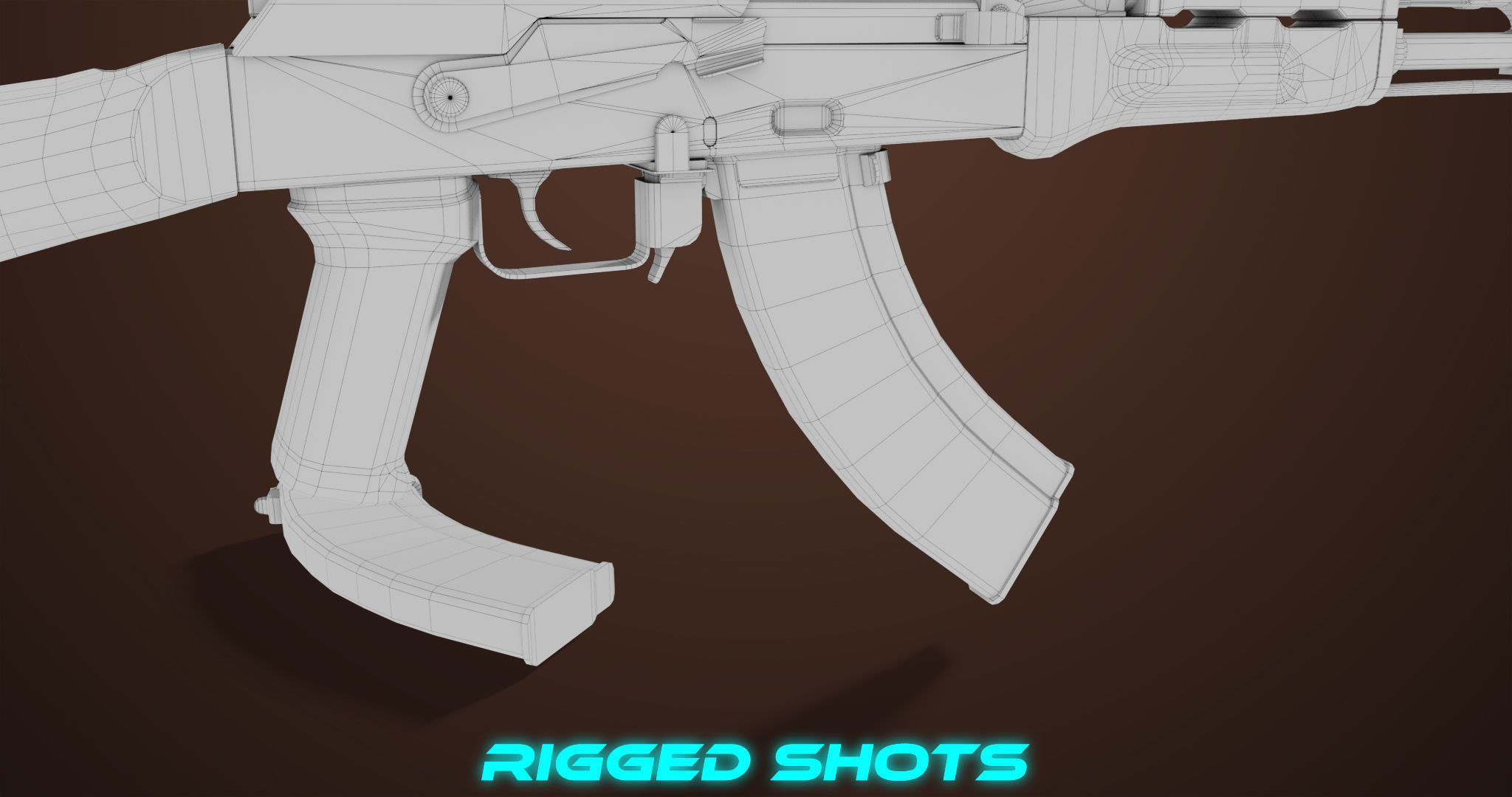 Light Machine Gun 10 Wood All PBR Unity UE Textures Low-poly 3D model_66