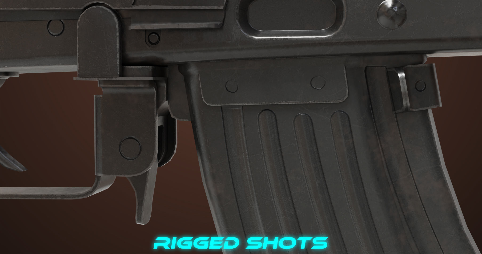 Light Machine Gun 10 Wood All PBR Unity UE Textures Low-poly 3D model_19