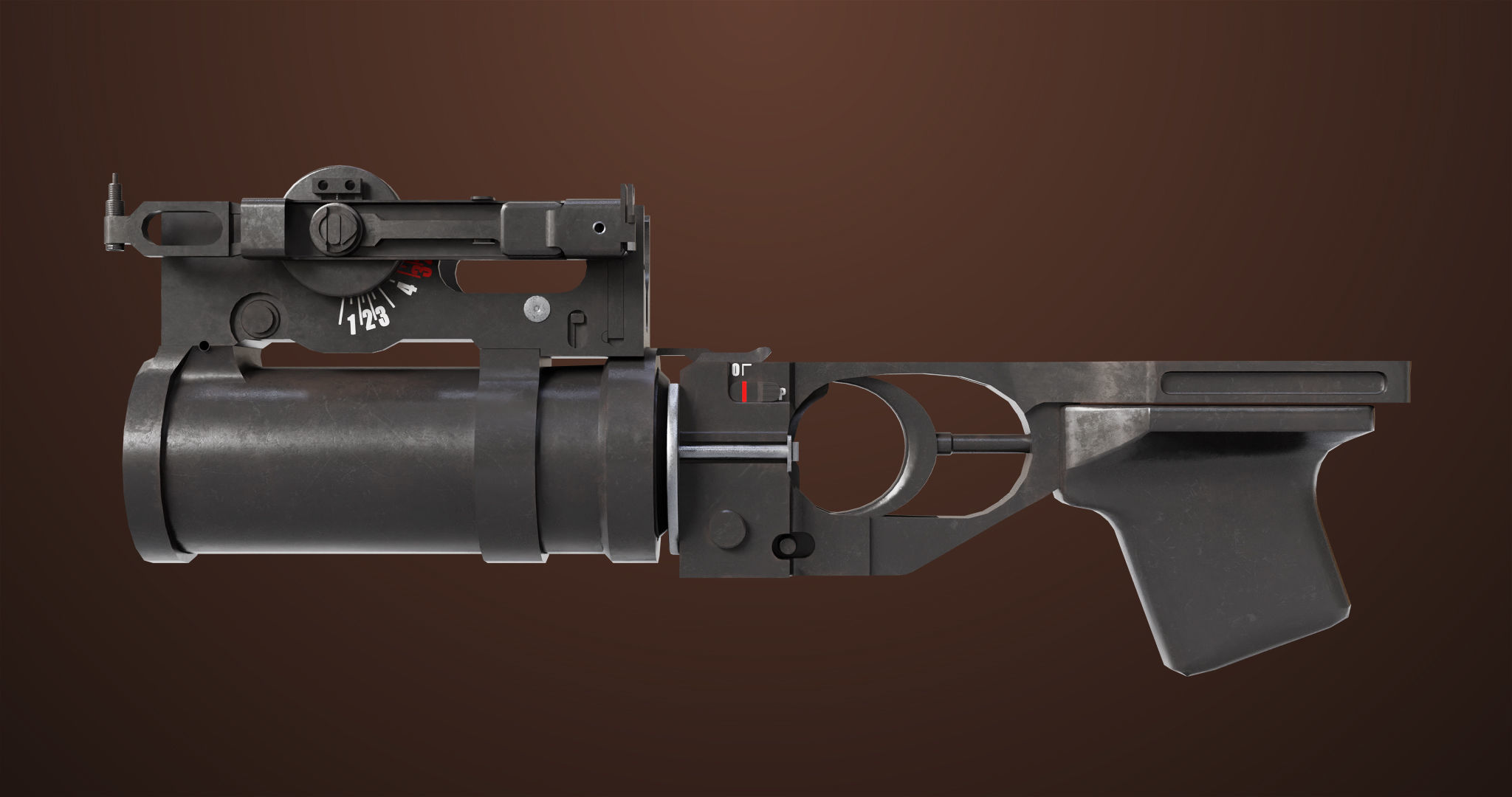 Light Machine Gun 10 Wood All PBR Unity UE Textures Low-poly 3D model_22