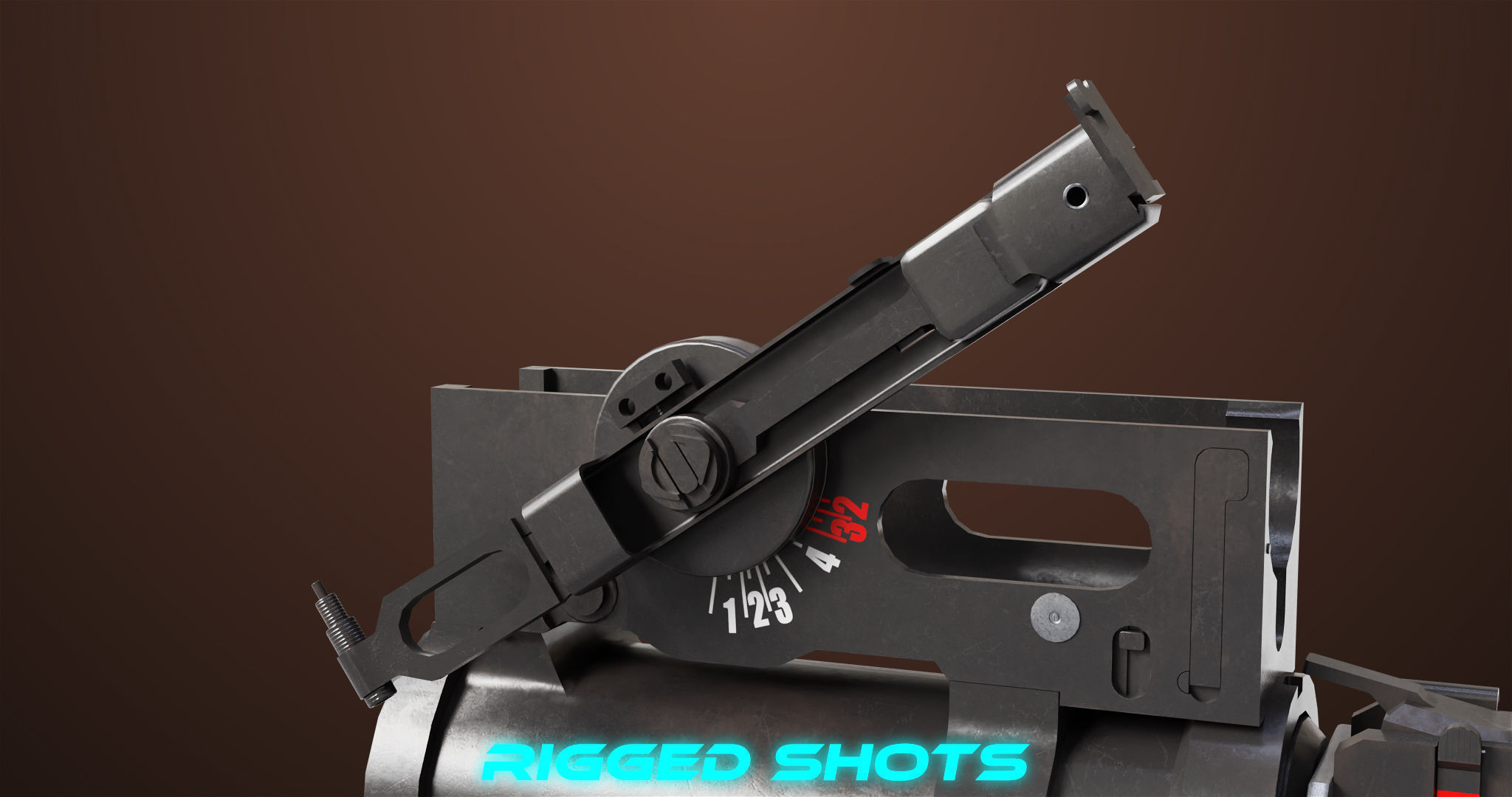 Light Machine Gun 10 Wood All PBR Unity UE Textures Low-poly 3D model_40