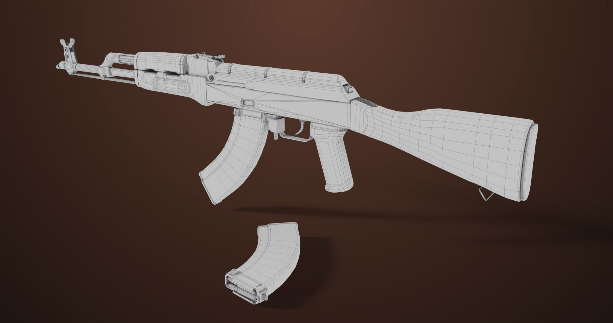 Light Machine Gun 10 Wood All PBR Unity UE Textures Low-poly 3D model_52