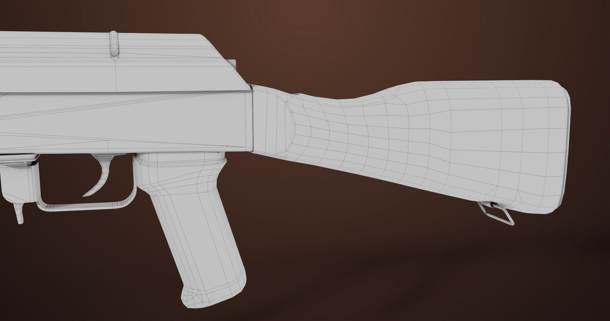 Light Machine Gun 10 Wood All PBR Unity UE Textures Low-poly 3D model_69