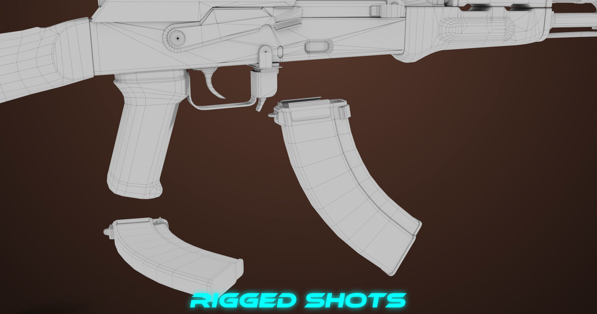 Light Machine Gun 10 Wood All PBR Unity UE Textures Low-poly 3D model_67