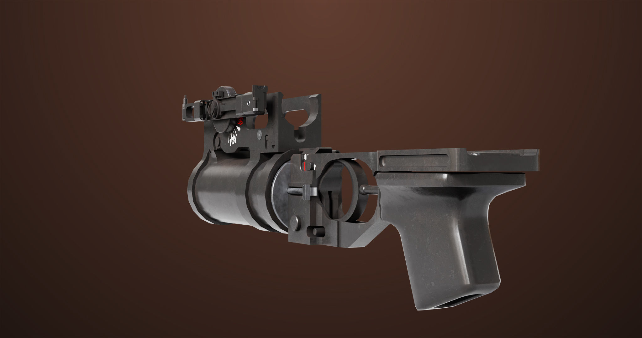 Light Machine Gun 10 Wood All PBR Unity UE Textures Low-poly 3D model_27