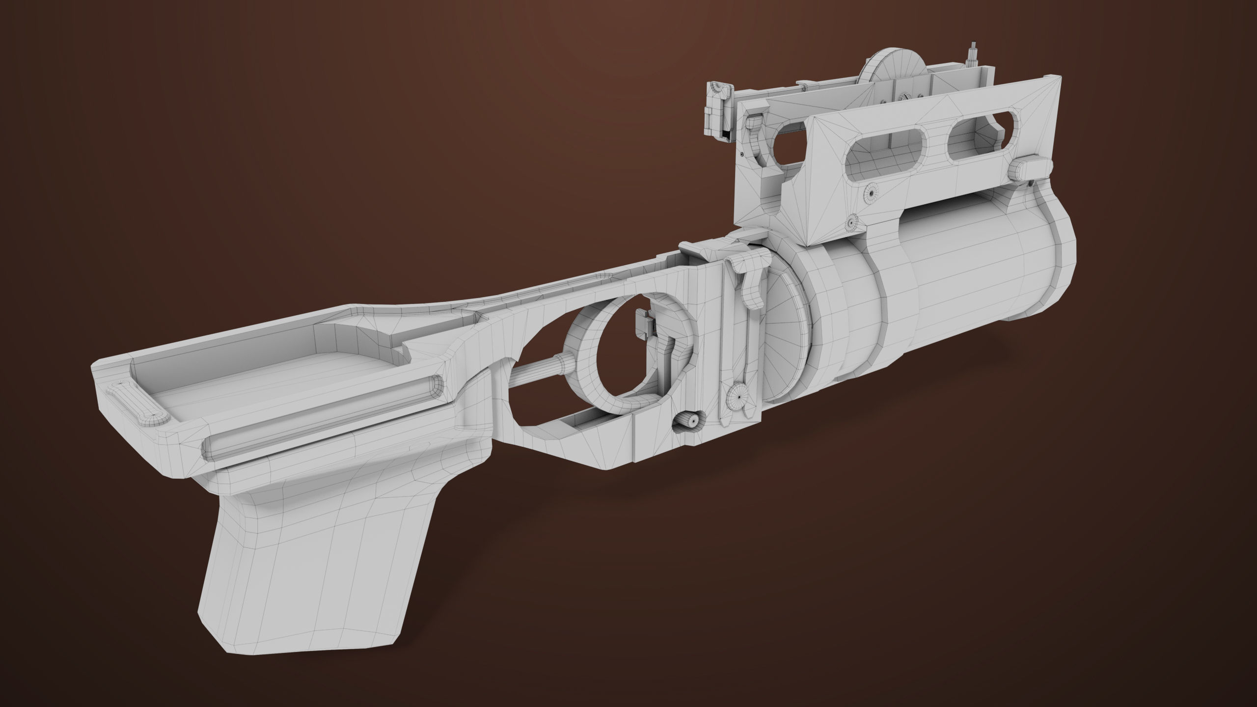 Light Machine Gun 10 Wood All PBR Unity UE Textures Low-poly 3D model_81