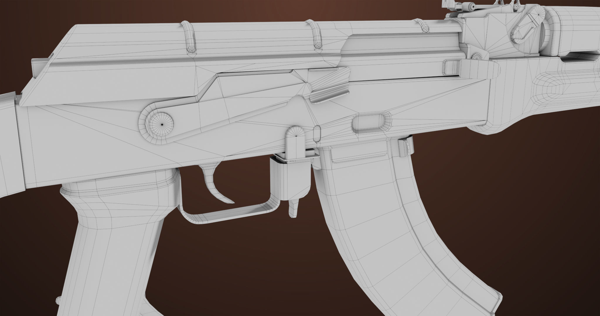 Light Machine Gun 10 Wood All PBR Unity UE Textures Low-poly 3D model_57