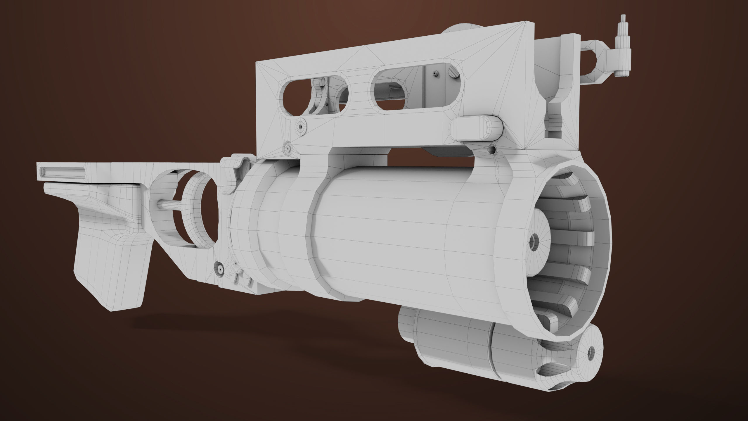 Light Machine Gun 10 Wood All PBR Unity UE Textures Low-poly 3D model_83