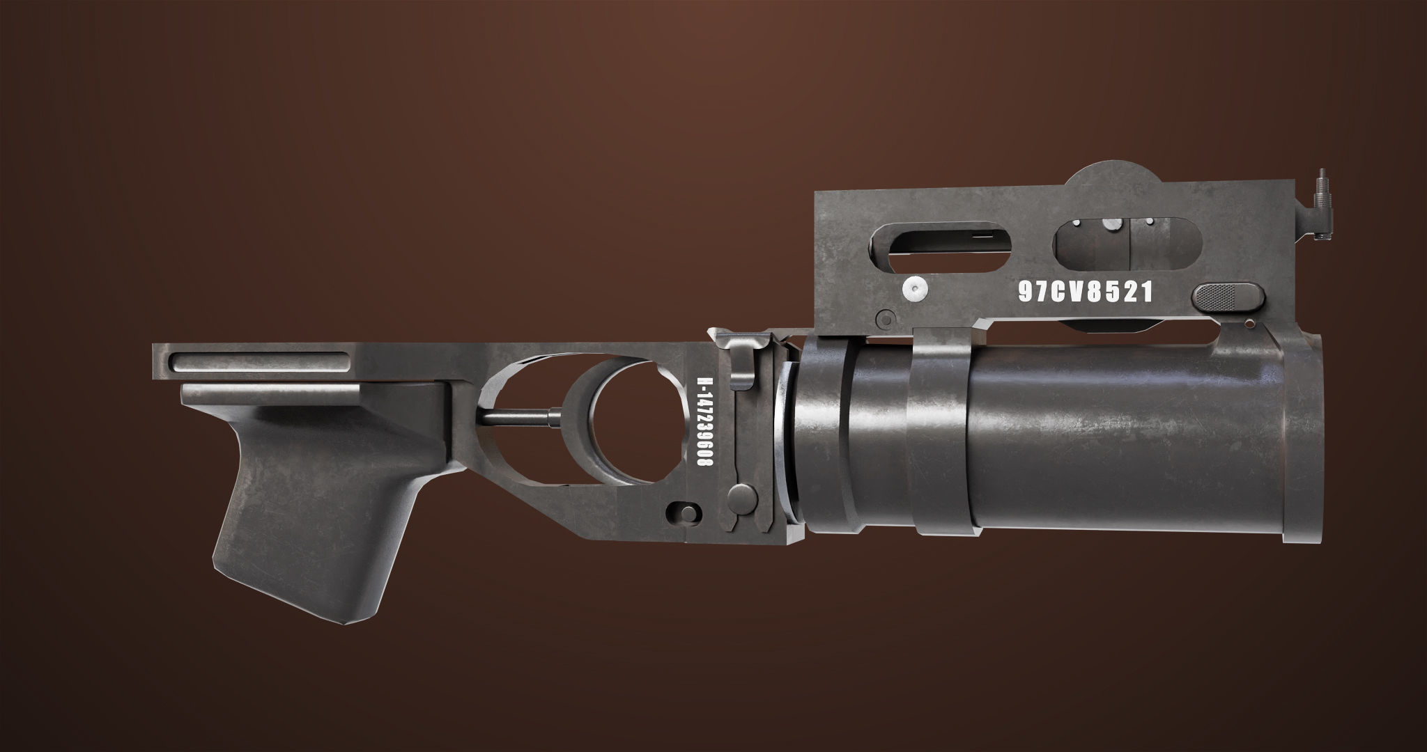 Light Machine Gun 10 Wood All PBR Unity UE Textures Low-poly 3D model_25