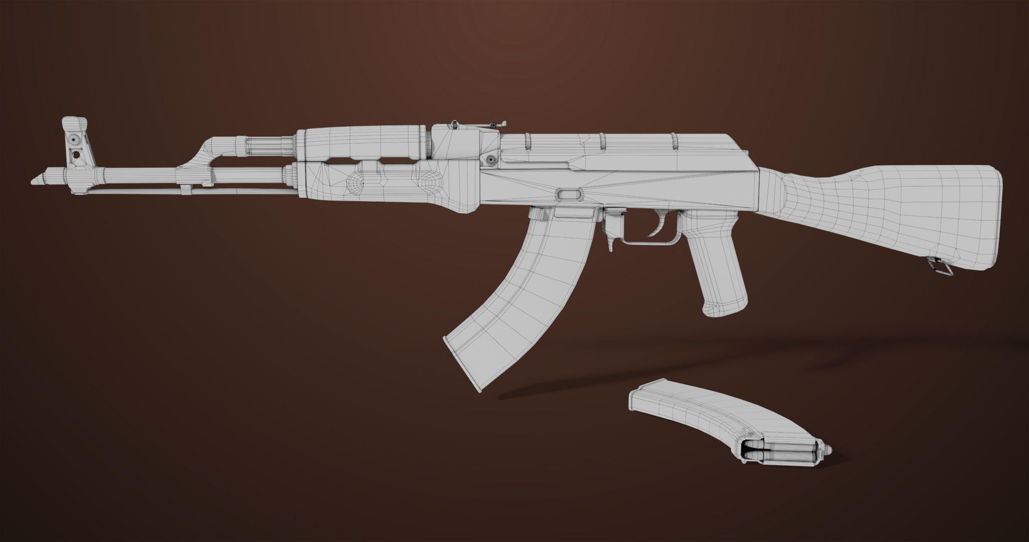 Light Machine Gun 10 Wood All PBR Unity UE Textures Low-poly 3D model_47