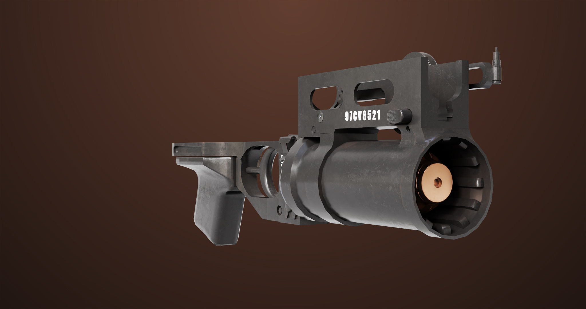 Light Machine Gun 10 Wood All PBR Unity UE Textures Low-poly 3D model_24