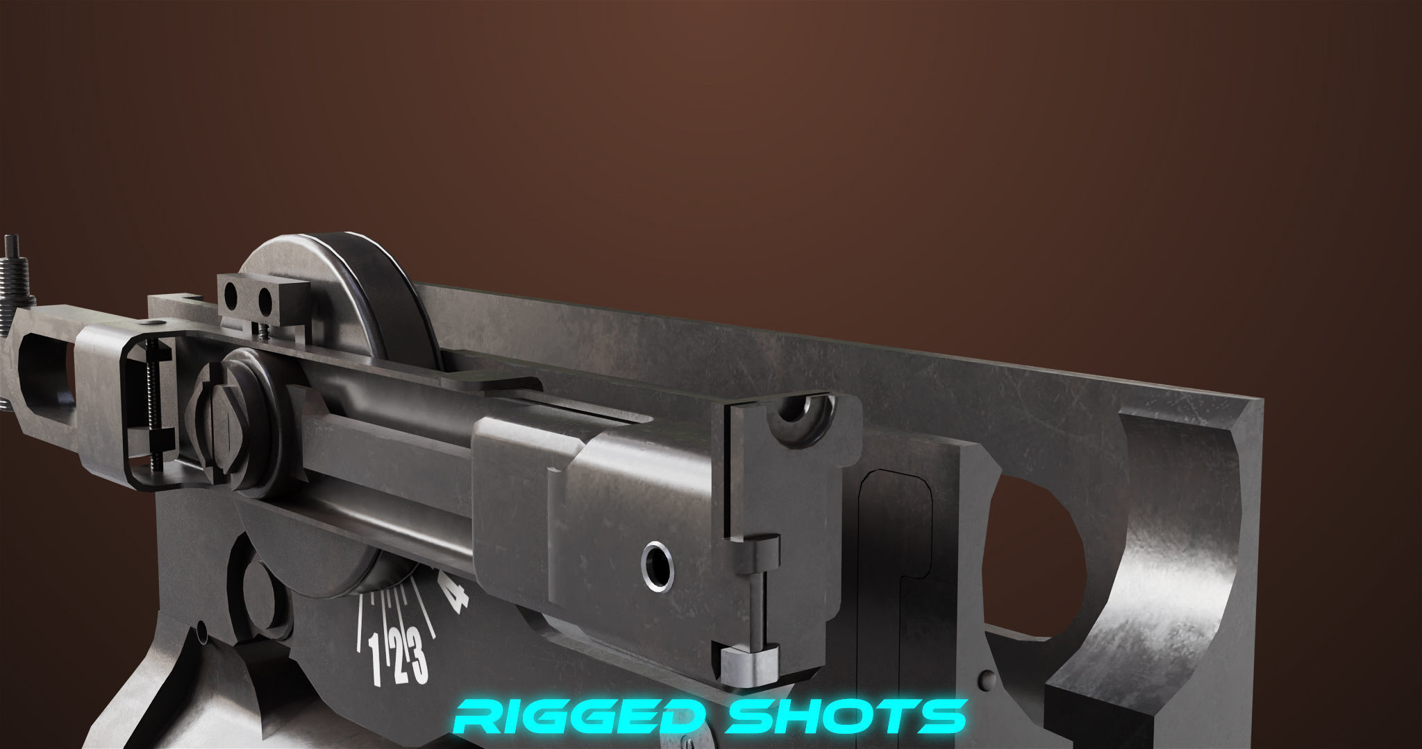 Light Machine Gun 10 Wood All PBR Unity UE Textures Low-poly 3D model_37