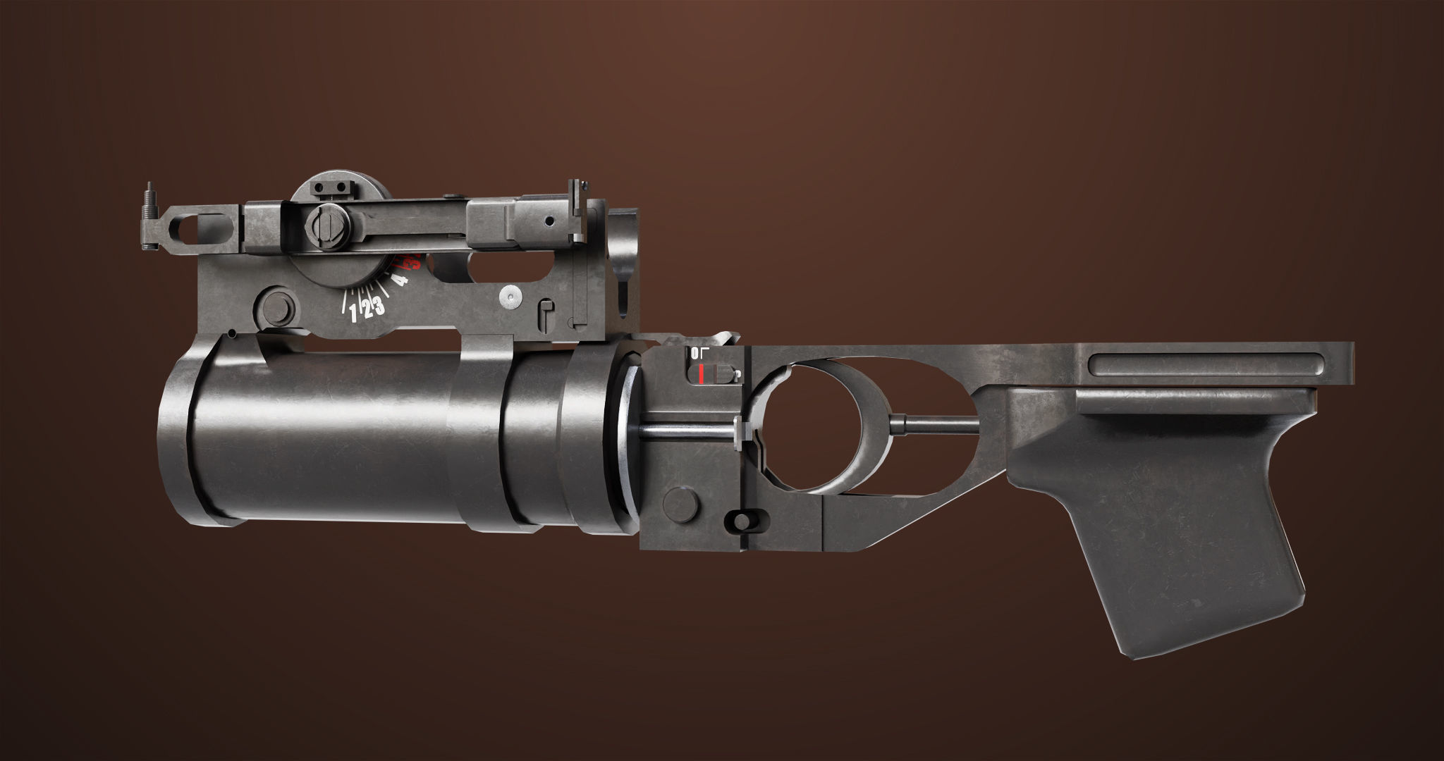 Light Machine Gun 10 Wood All PBR Unity UE Textures Low-poly 3D model_28