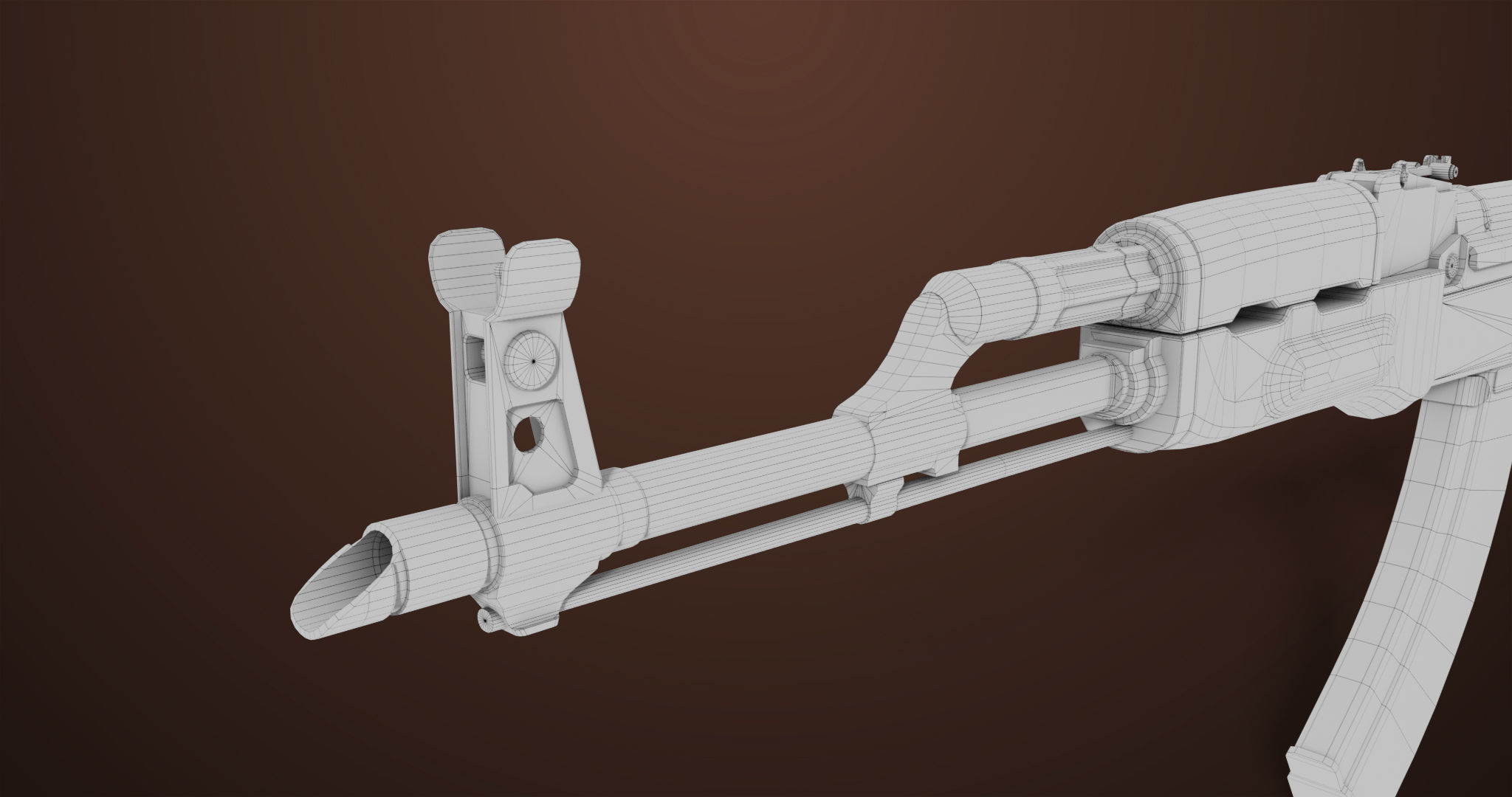 Light Machine Gun 10 Wood All PBR Unity UE Textures Low-poly 3D model_53