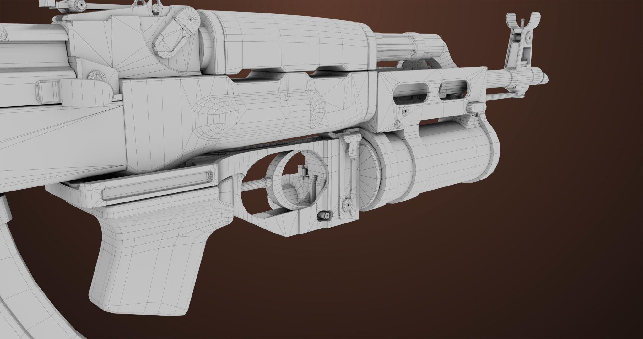 Light Machine Gun 10 Wood All PBR Unity UE Textures Low-poly 3D model_74