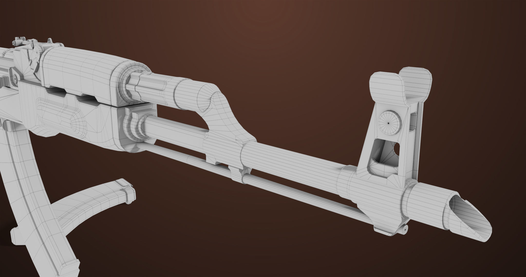 Light Machine Gun 10 Wood All PBR Unity UE Textures Low-poly 3D model_54