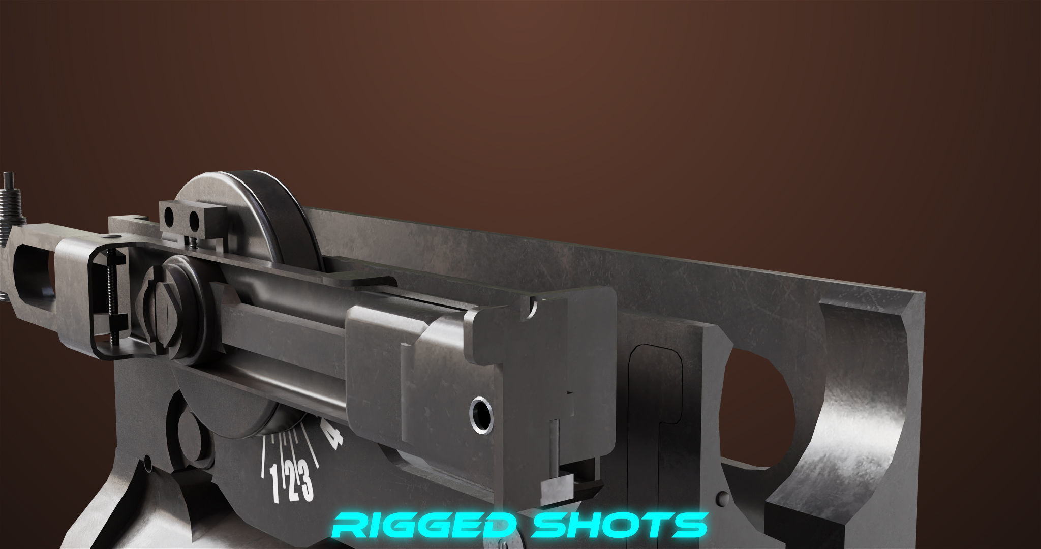 Light Machine Gun 10 Wood All PBR Unity UE Textures Low-poly 3D model_38