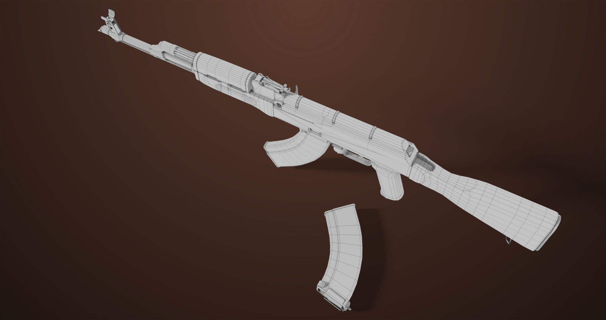 Light Machine Gun 10 Wood All PBR Unity UE Textures Low-poly 3D model_56