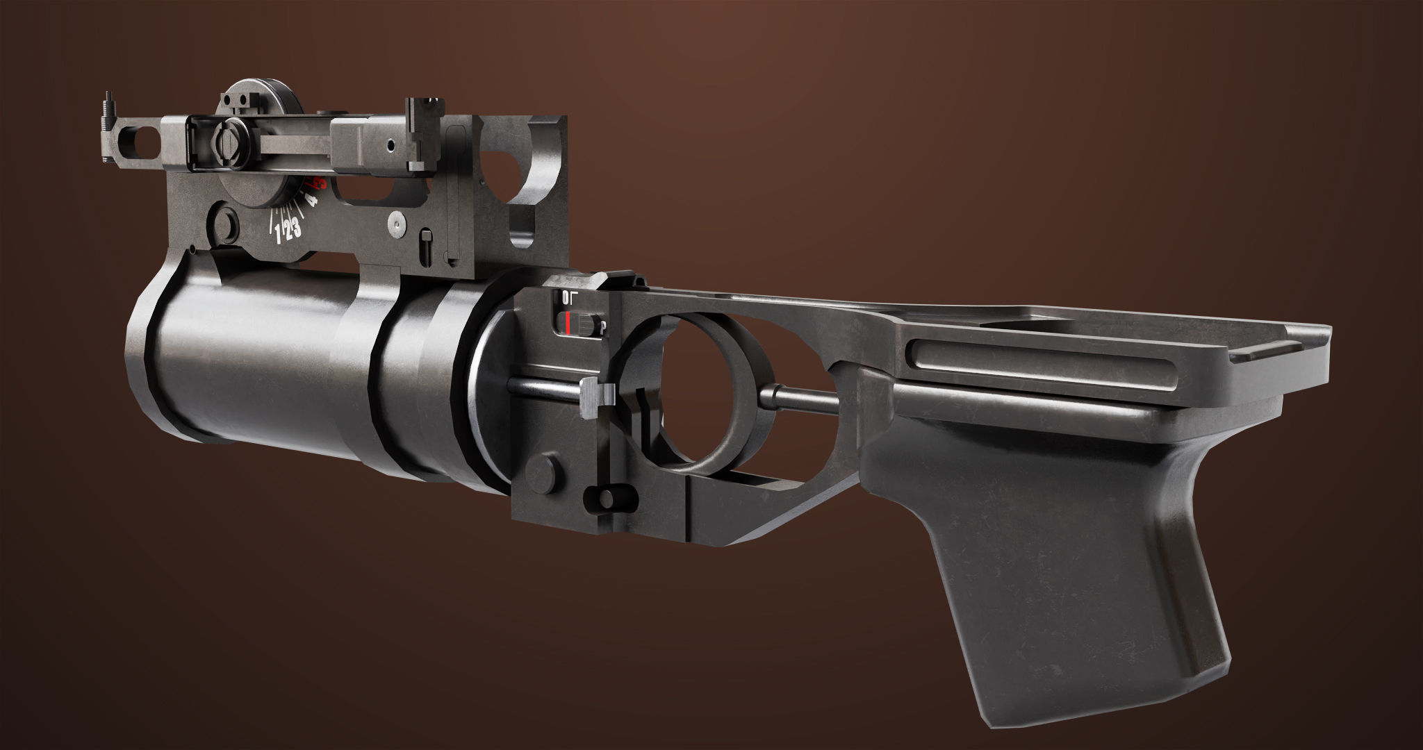Light Machine Gun 10 Wood All PBR Unity UE Textures Low-poly 3D model_29