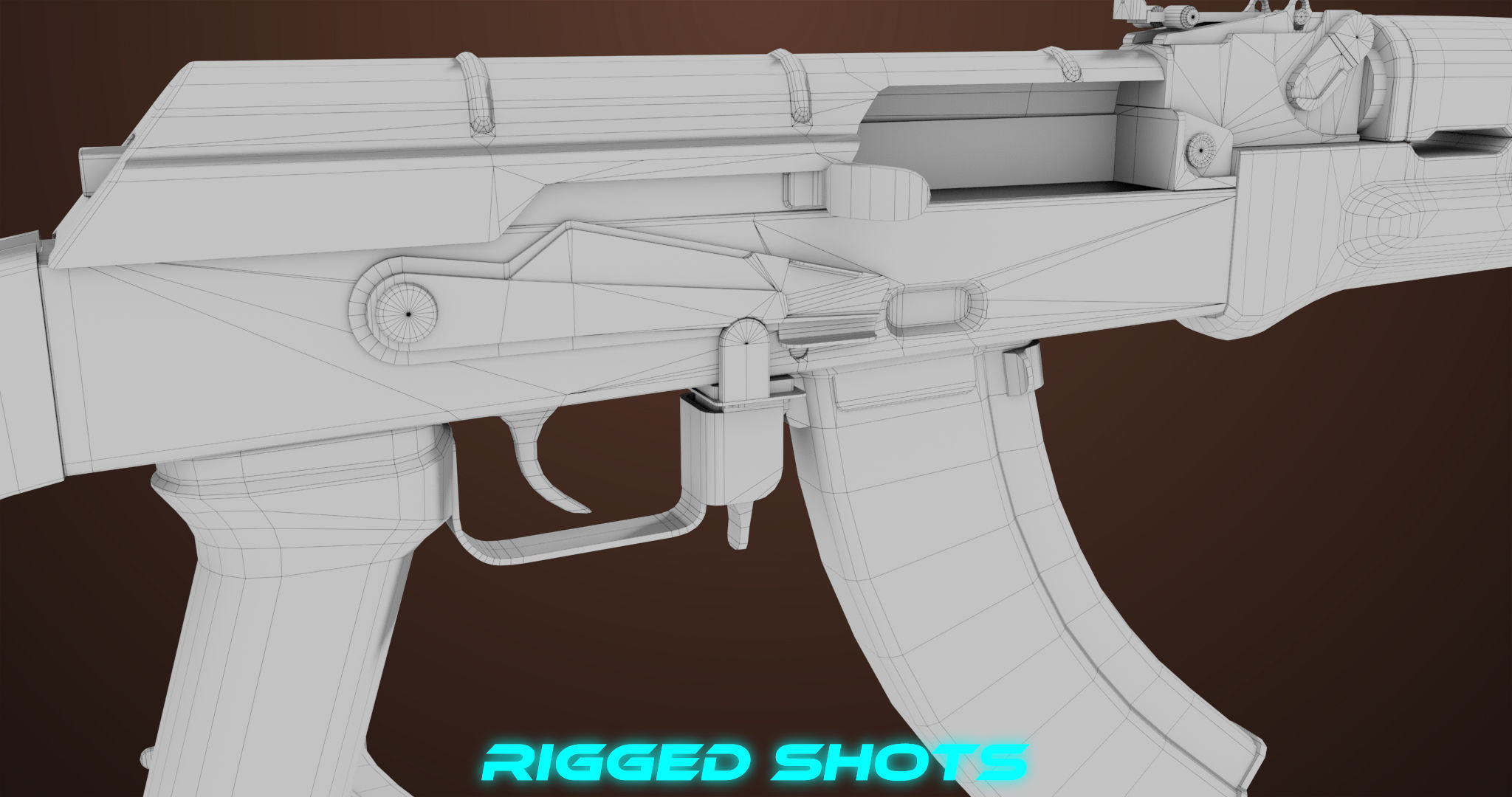 Light Machine Gun 10 Wood All PBR Unity UE Textures Low-poly 3D model_59
