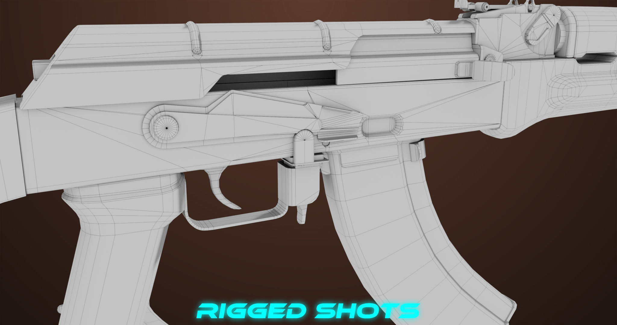 Light Machine Gun 10 Wood All PBR Unity UE Textures Low-poly 3D model_58