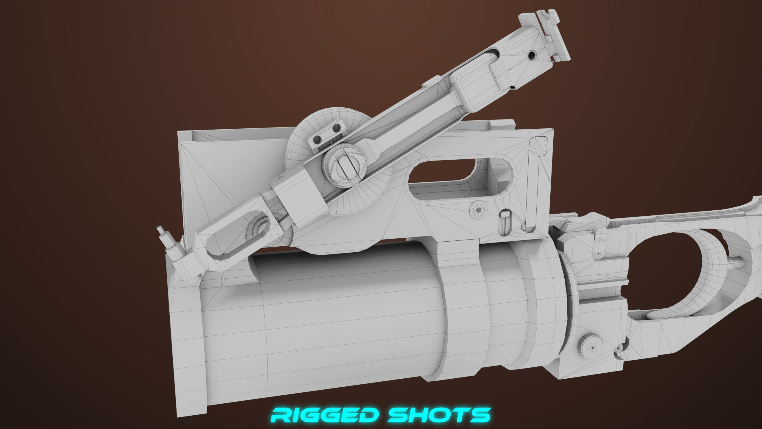 Light Machine Gun 10 Wood All PBR Unity UE Textures Low-poly 3D model_97