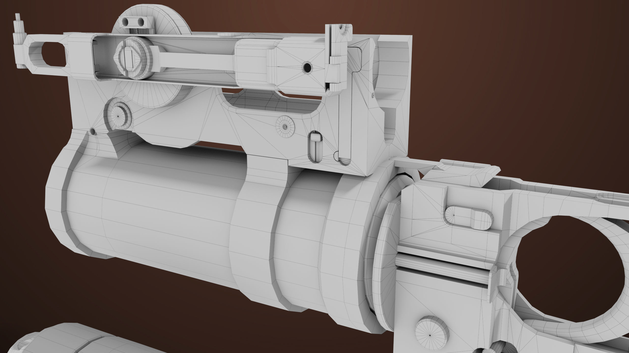 Light Machine Gun 10 Wood All PBR Unity UE Textures Low-poly 3D model_85