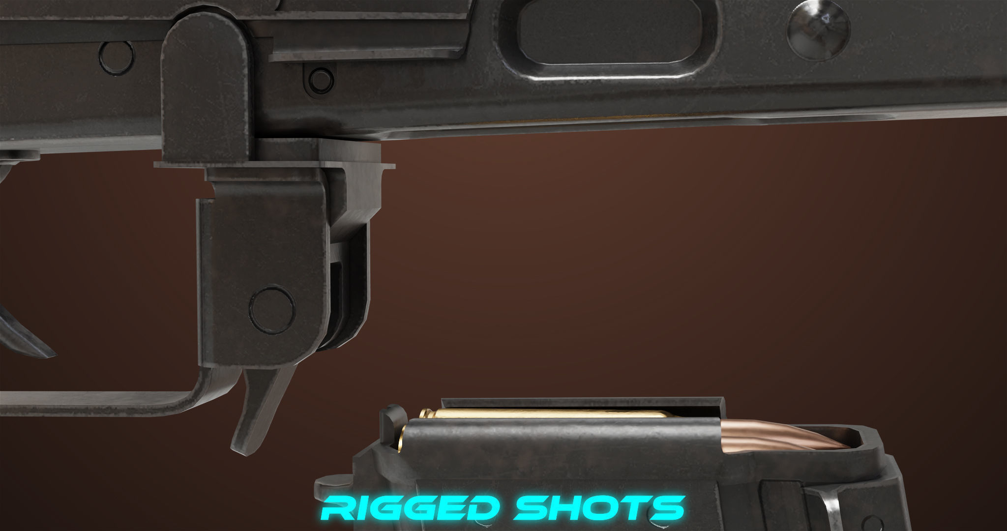 Light Machine Gun 10 Wood All PBR Unity UE Textures Low-poly 3D model_20