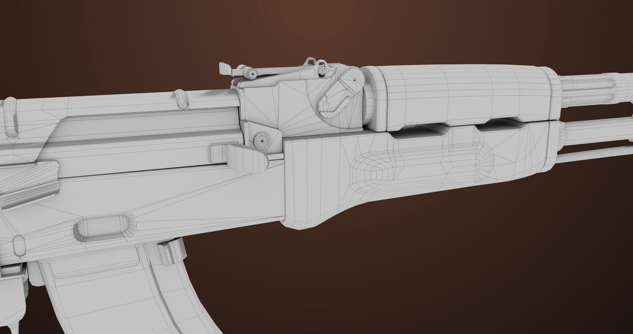 Light Machine Gun 10 Wood All PBR Unity UE Textures Low-poly 3D model_68