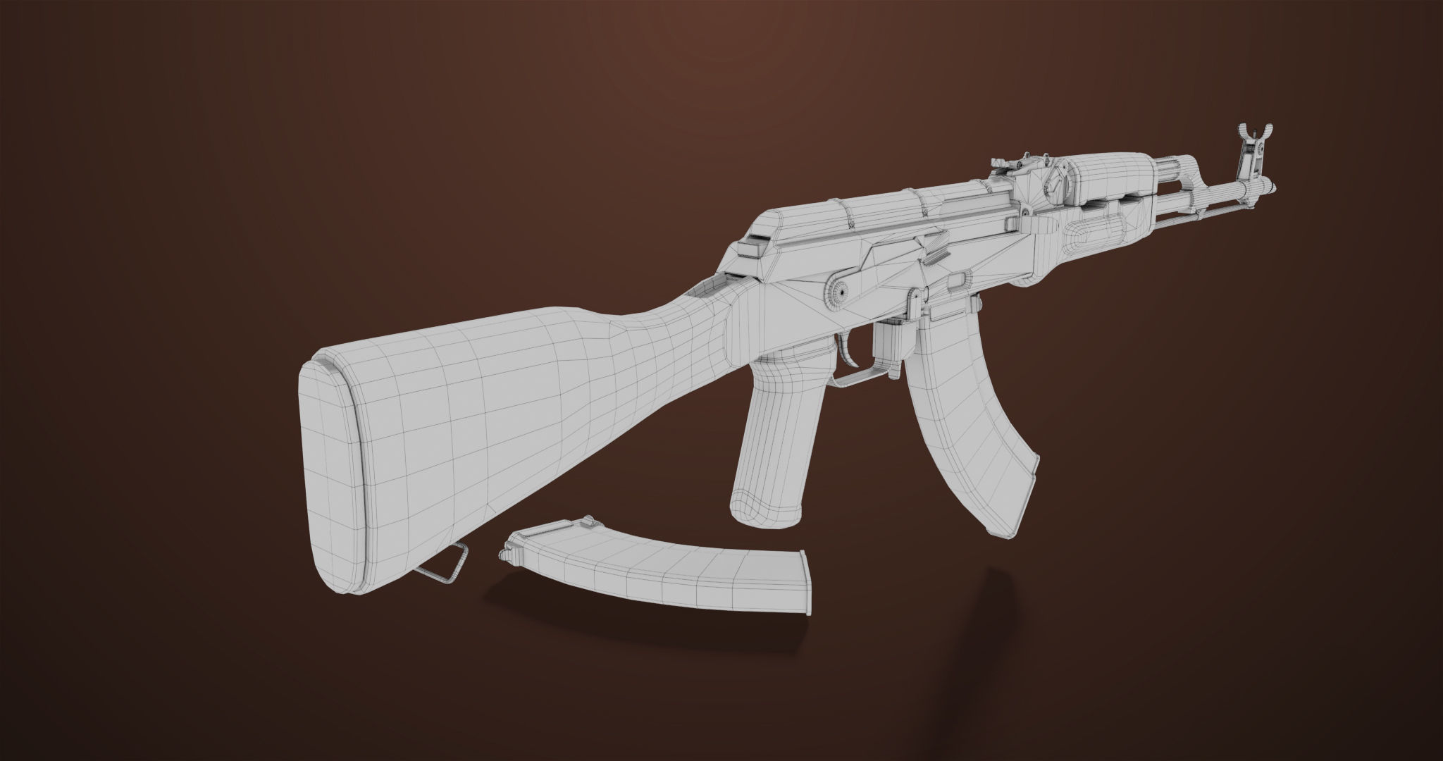 Light Machine Gun 10 Wood All PBR Unity UE Textures Low-poly 3D model_51