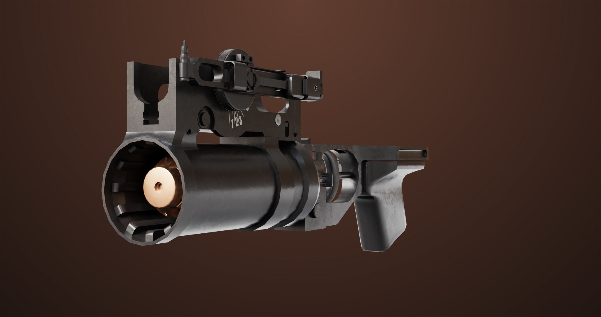 Light Machine Gun 10 Wood All PBR Unity UE Textures Low-poly 3D model_23