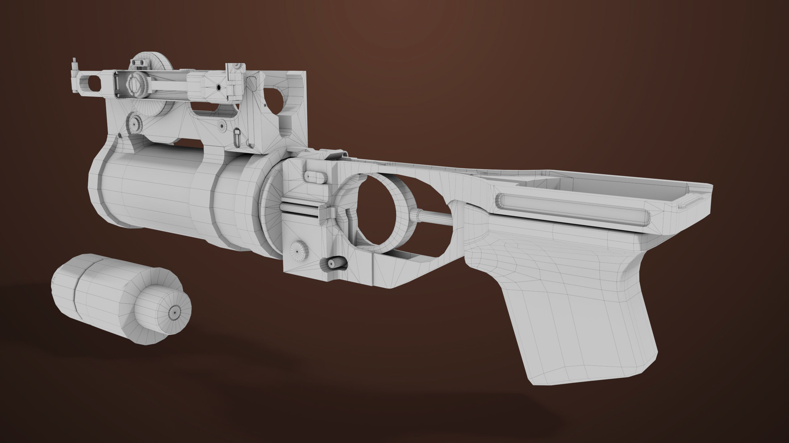 Light Machine Gun 10 Wood All PBR Unity UE Textures Low-poly 3D model_80