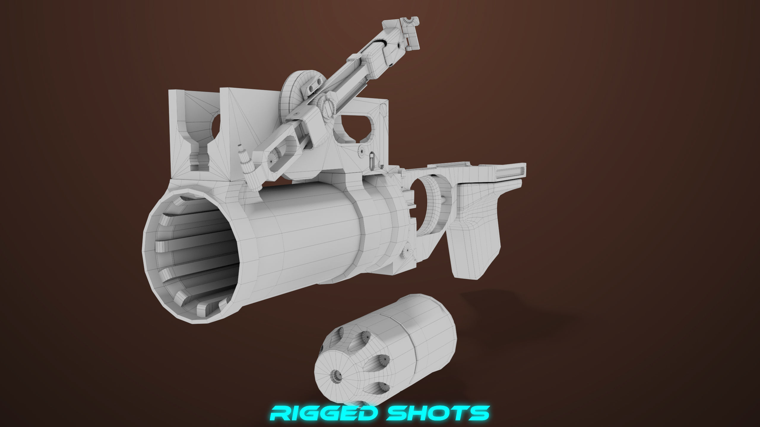 Light Machine Gun 10 Wood All PBR Unity UE Textures Low-poly 3D model_95