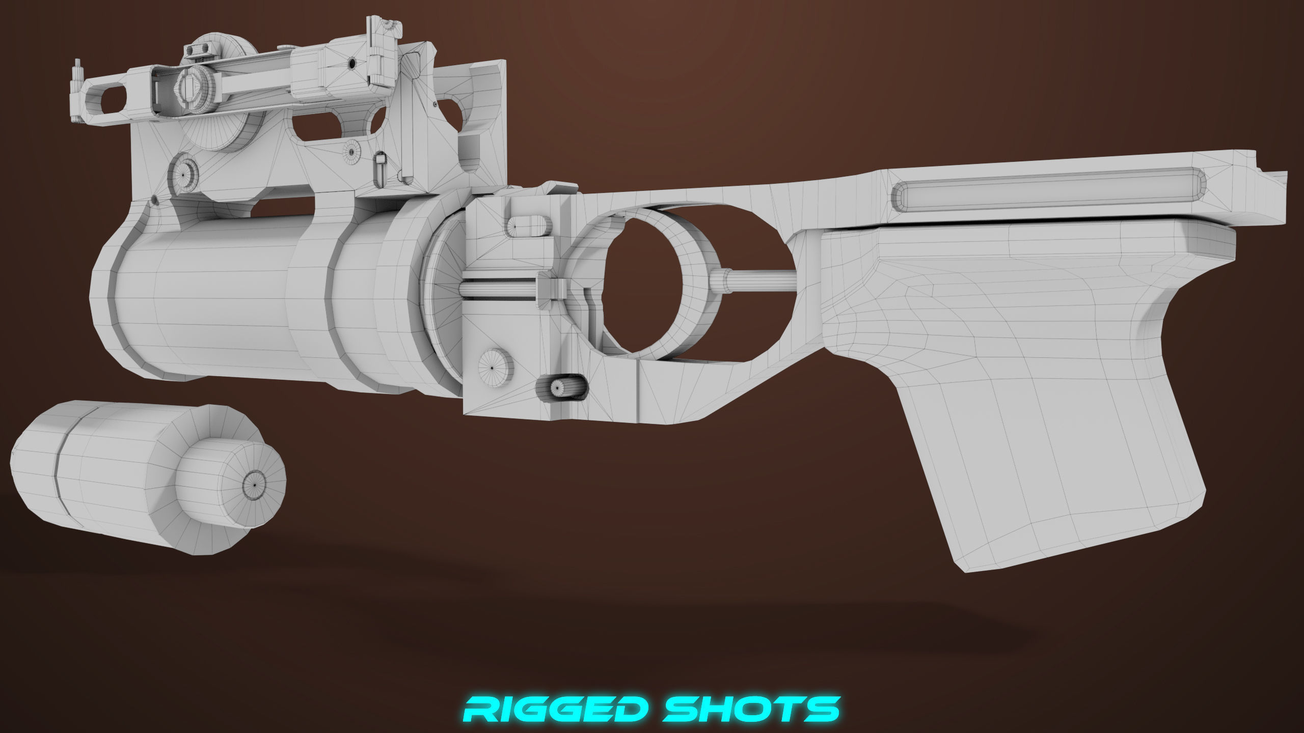 Light Machine Gun 10 Wood All PBR Unity UE Textures Low-poly 3D model_93