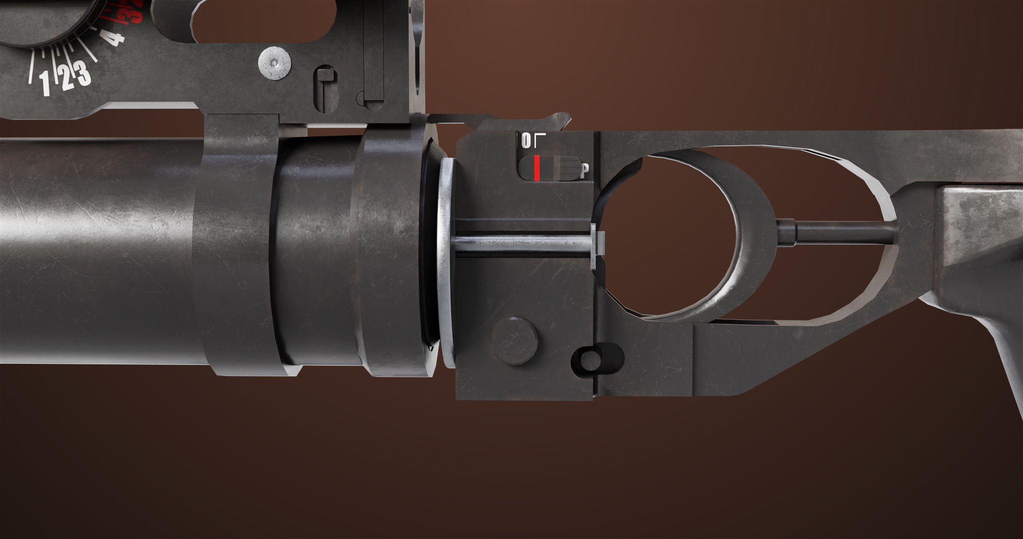 Light Machine Gun 10 Wood All PBR Unity UE Textures Low-poly 3D model_31