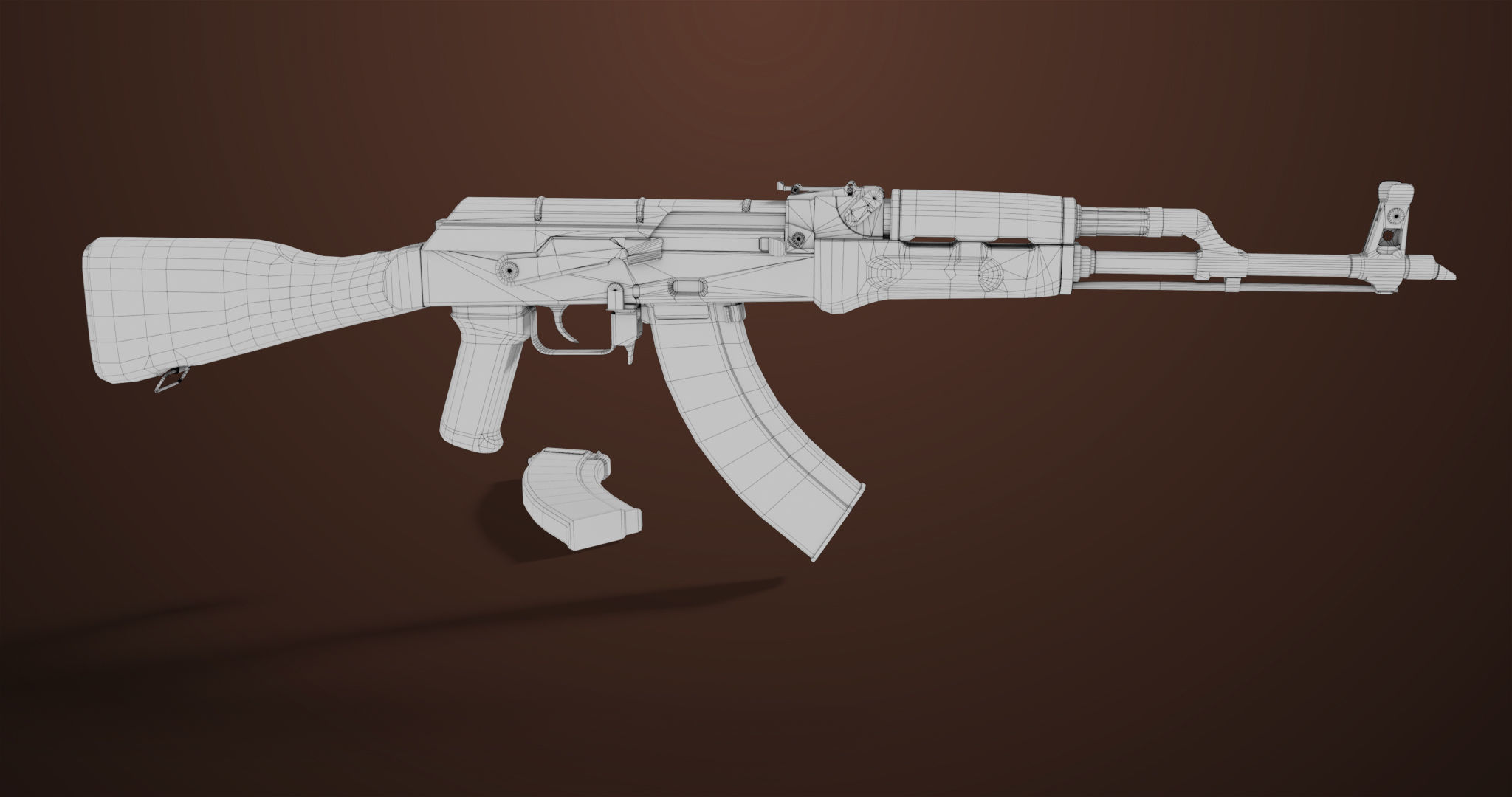 Light Machine Gun 10 Wood All PBR Unity UE Textures Low-poly 3D model_50