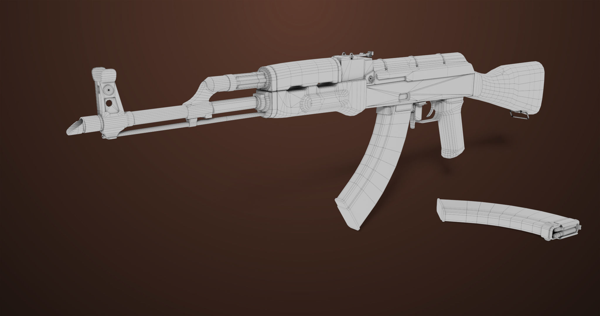 Light Machine Gun 10 Wood All PBR Unity UE Textures Low-poly 3D model_48
