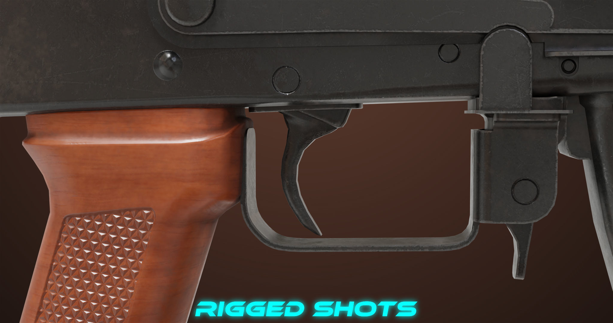 Light Machine Gun 10 Wood All PBR Unity UE Textures Low-poly 3D model_18