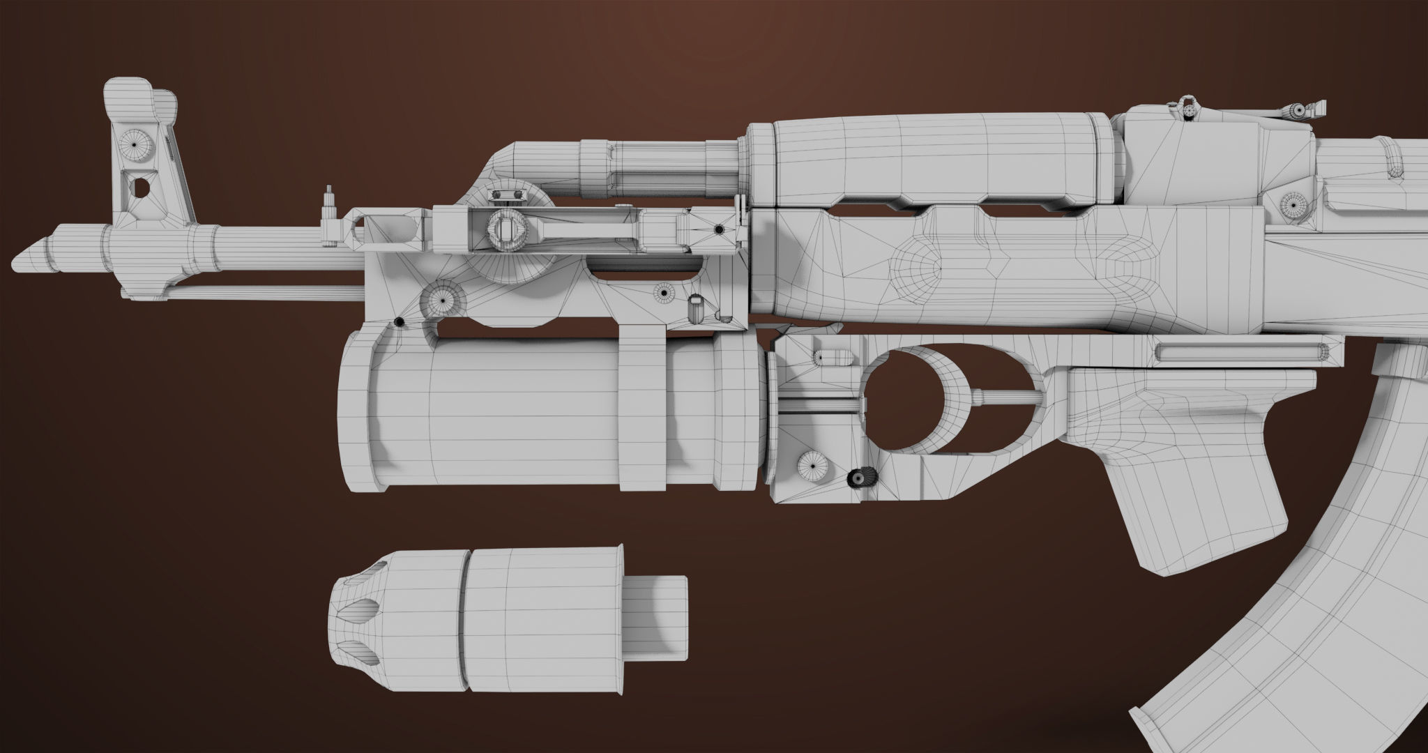 Light Machine Gun 10 Wood All PBR Unity UE Textures Low-poly 3D model_76