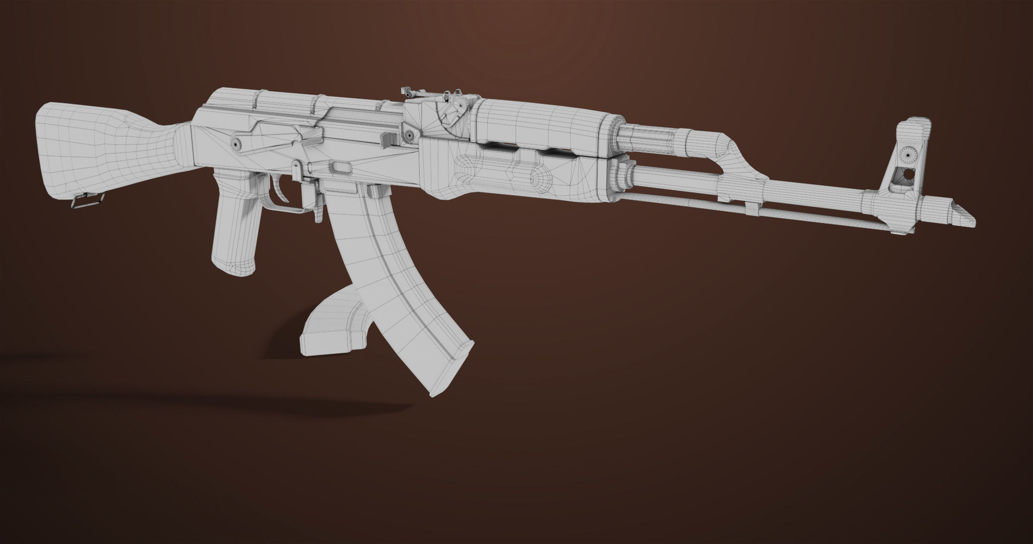Light Machine Gun 10 Wood All PBR Unity UE Textures Low-poly 3D model_49