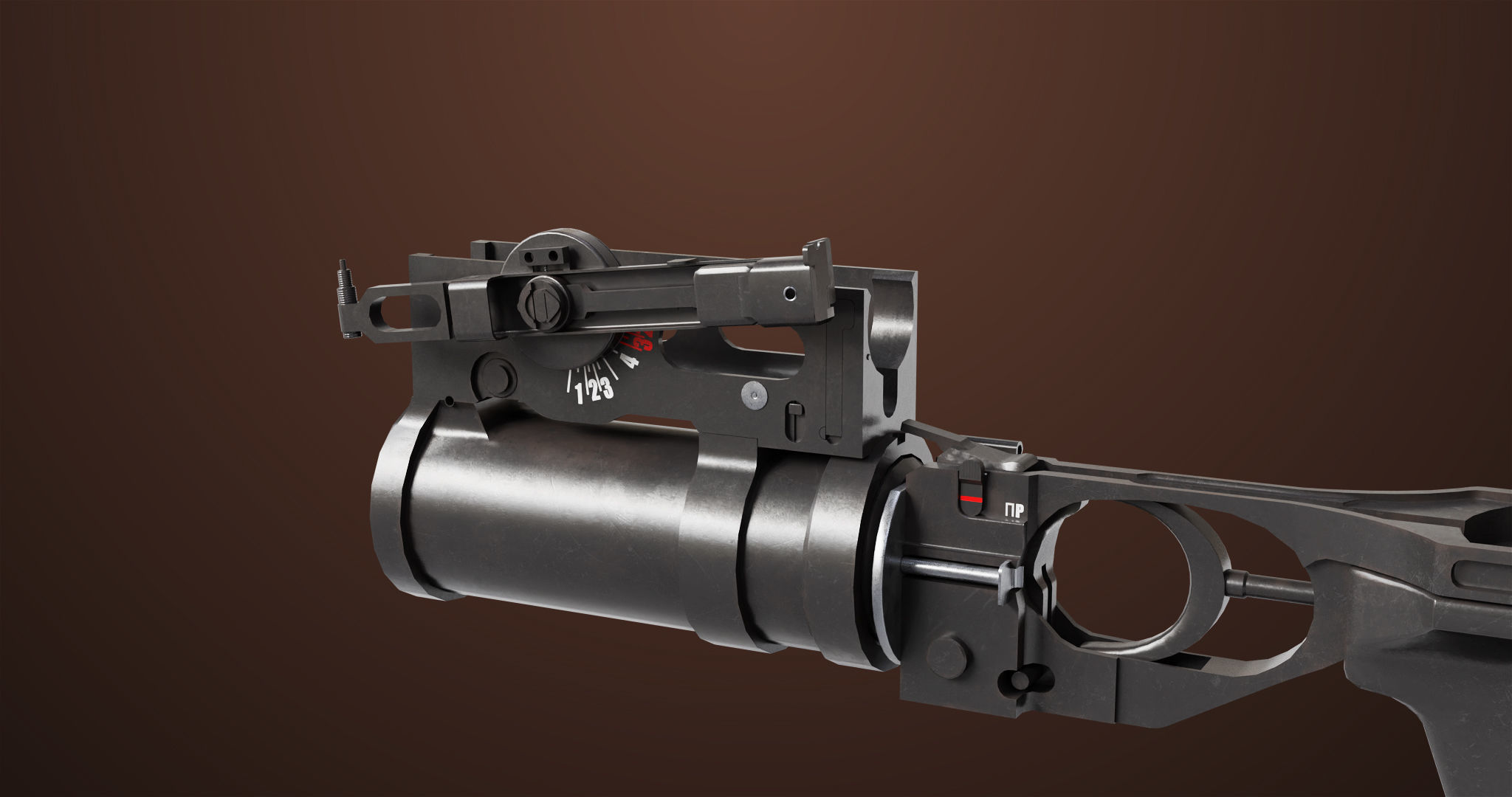 Light Machine Gun 10 Wood All PBR Unity UE Textures Low-poly 3D model_44