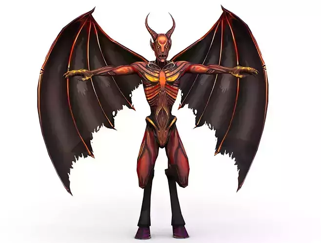 Low Poly Darck Red Demon Vampire Monster