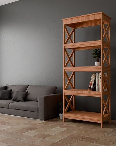 FREE Wooden bookcase Free low-poly 3D model