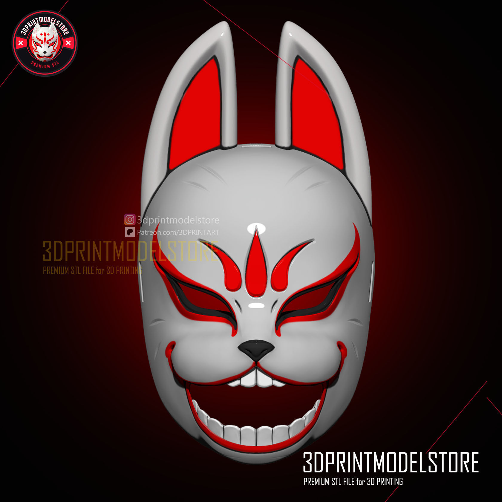Genba Kazama Ninja Fox Mask - The Elusive Samurai Cosplay 3D print model_2